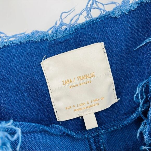 NEW Zara Size Small Denim Patchwork Raw Hem Nona Sleeveless Overall Romper - Picture 9 of 9